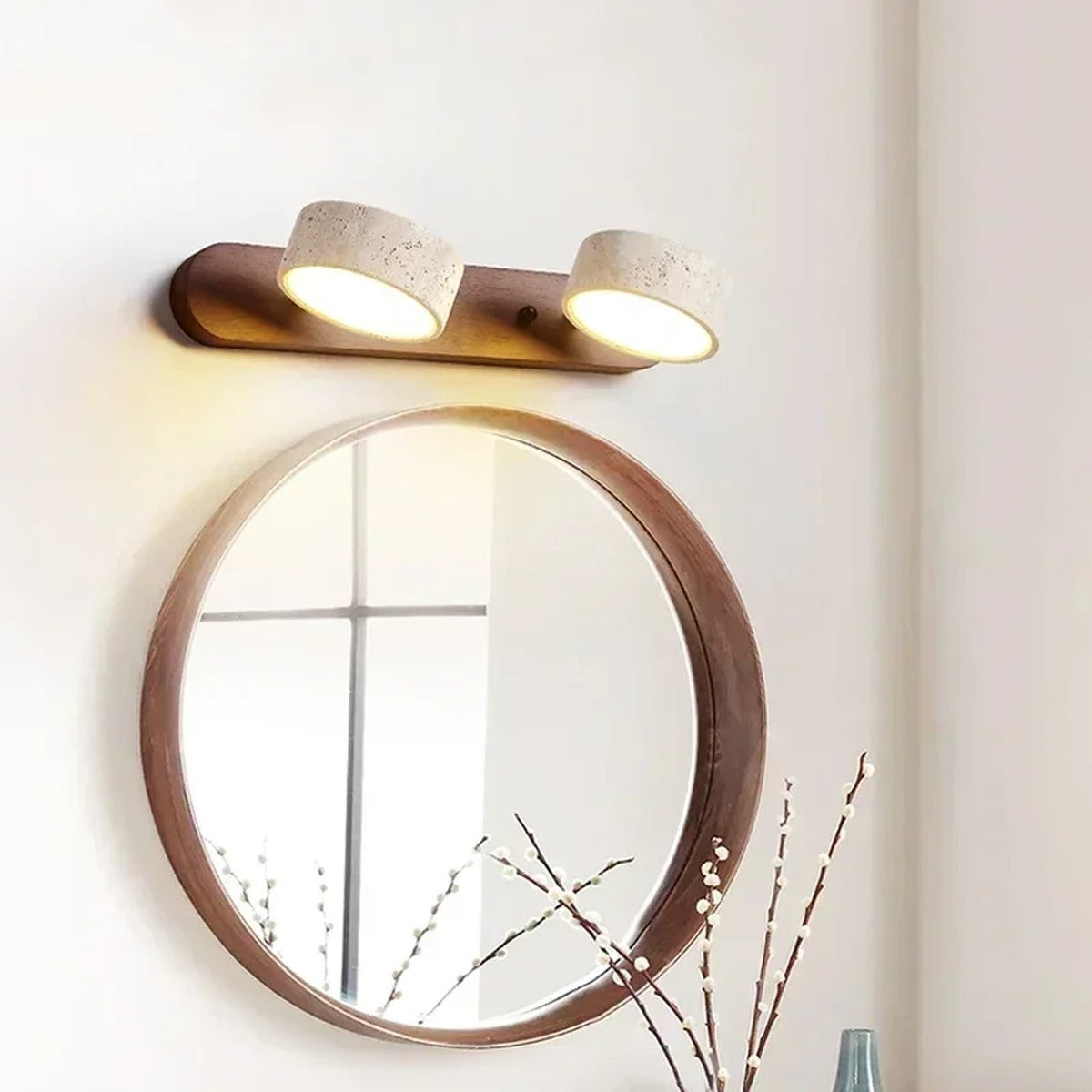 Japanese Marble Round Wall Sconce Shizenka – Hero Shot