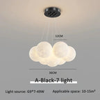 Cascading Moon Sphere Cluster Chandelier – Orineth – Black, 7-Light Ø12cm