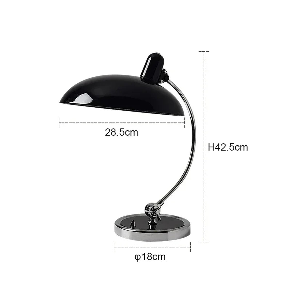 Bauhaus Desk Lamp Torvaith — Black finish, dimensions