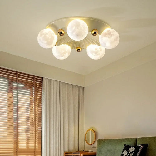 Luneth moon-cluster ceiling light — lifestyle view above bed
