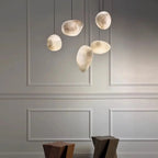 Byaelon alabaster pebble pendant light - D300H235mm - lifestyle wall panel