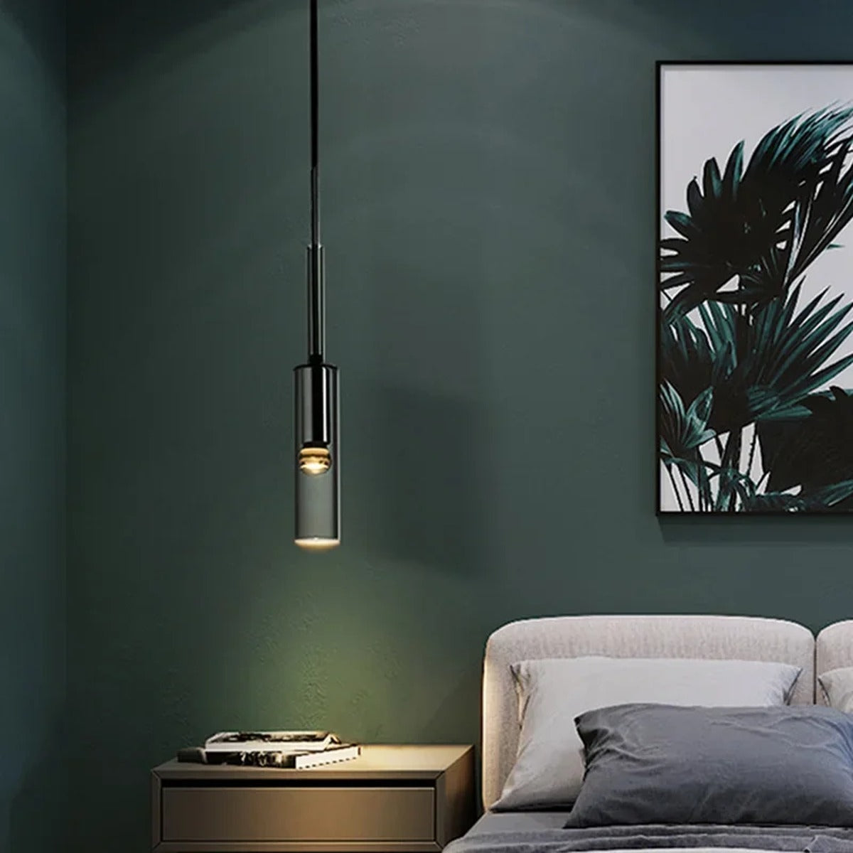 Smoked Glass Cylinder Pendant Cluster – Zevorant – Lifestyle View 3