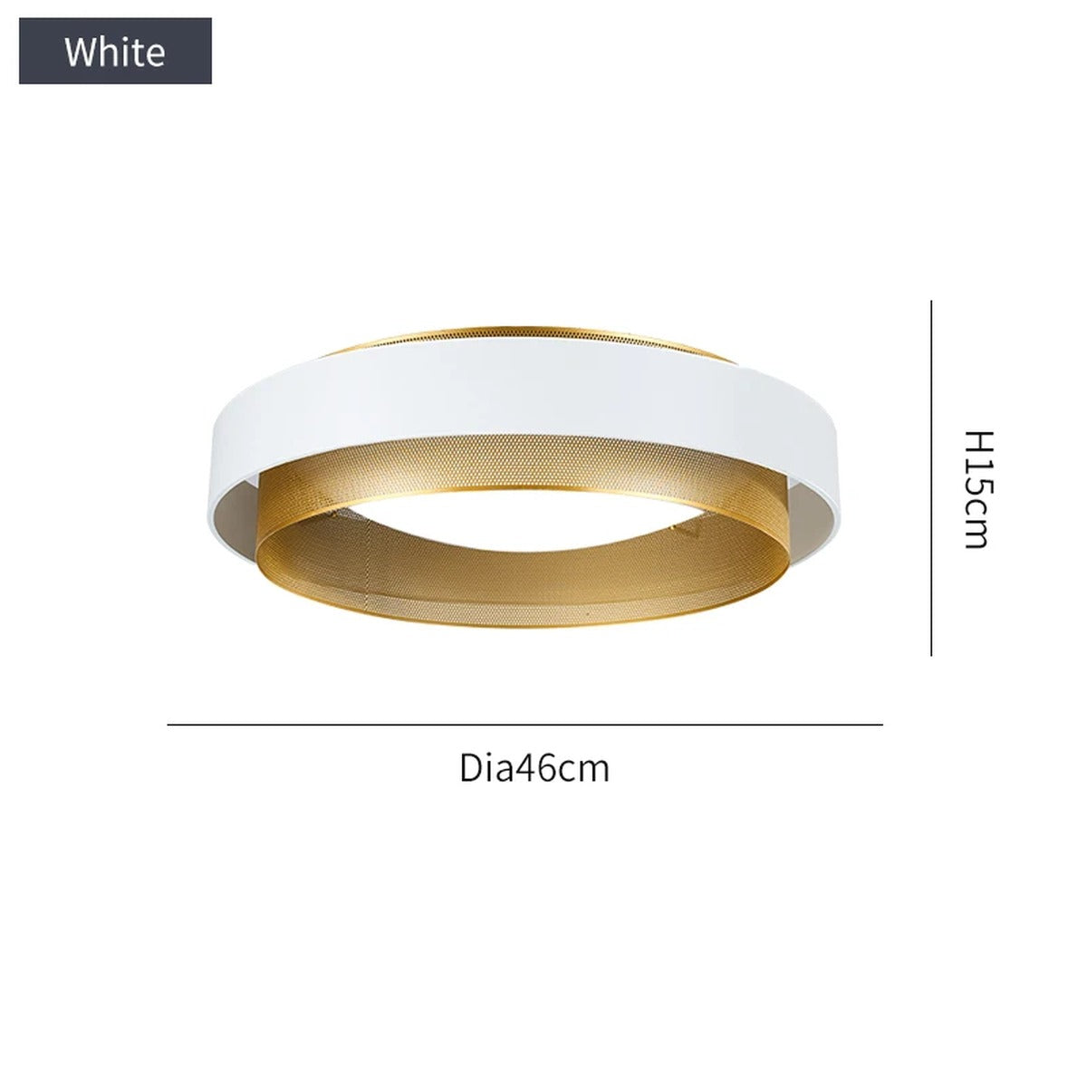 Geometric Double Ring Ceiling Light Orbeon – 46cm White