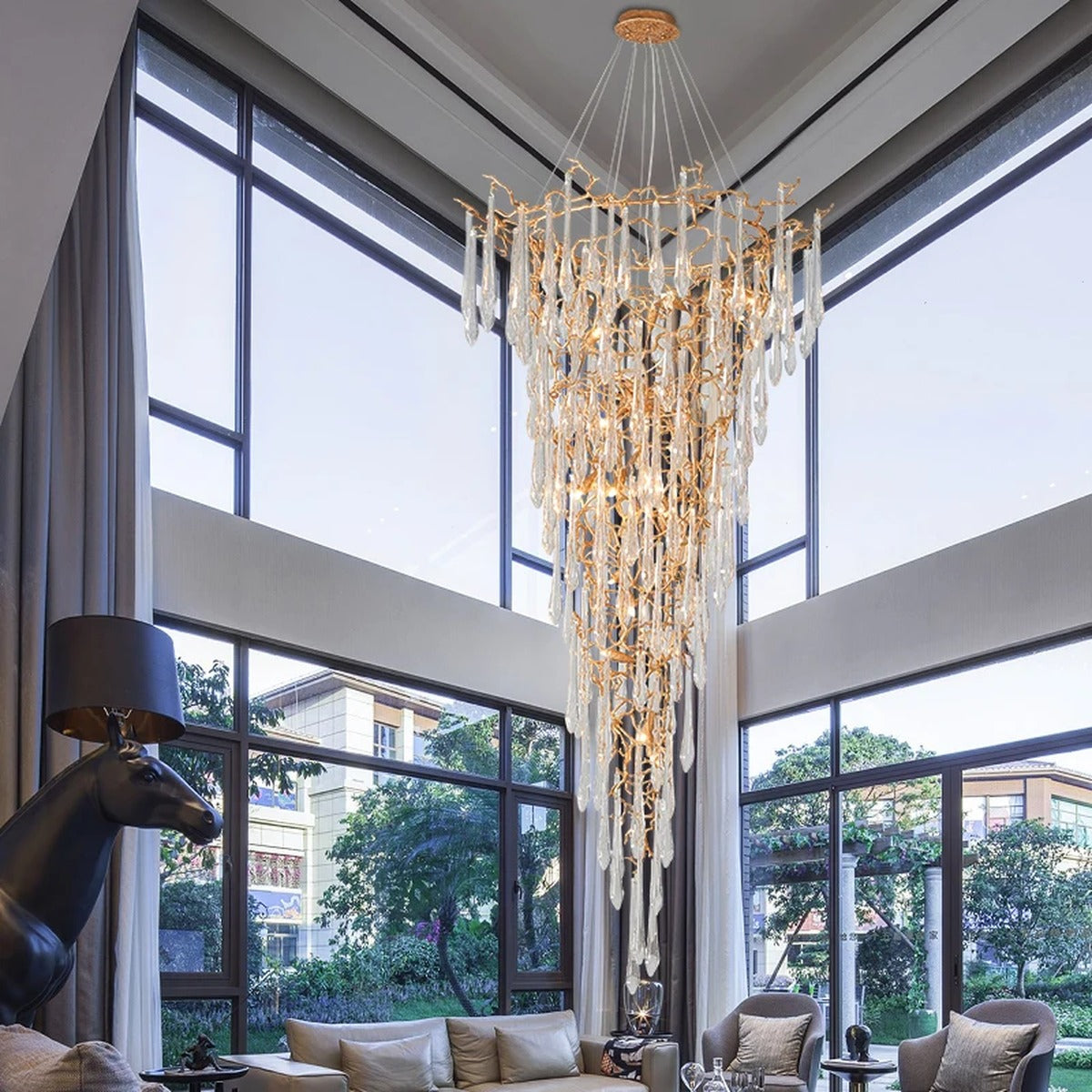 Crystal Icicle Cascade Chandelier – Larvex – Lifestyle View 4