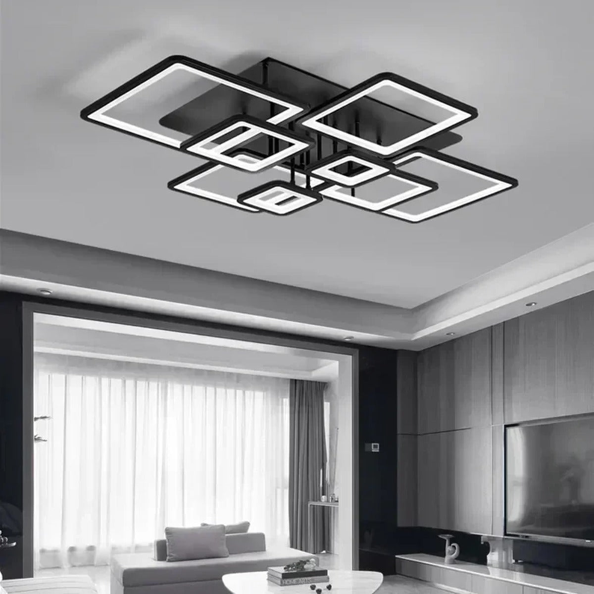 Modern Nordic Square-Frame LED Ceiling Light Quadrion – Lifestyle View 4