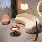 Modern Black & Gold Arc Floor Lamp – Renaith – Lifestyle View 2