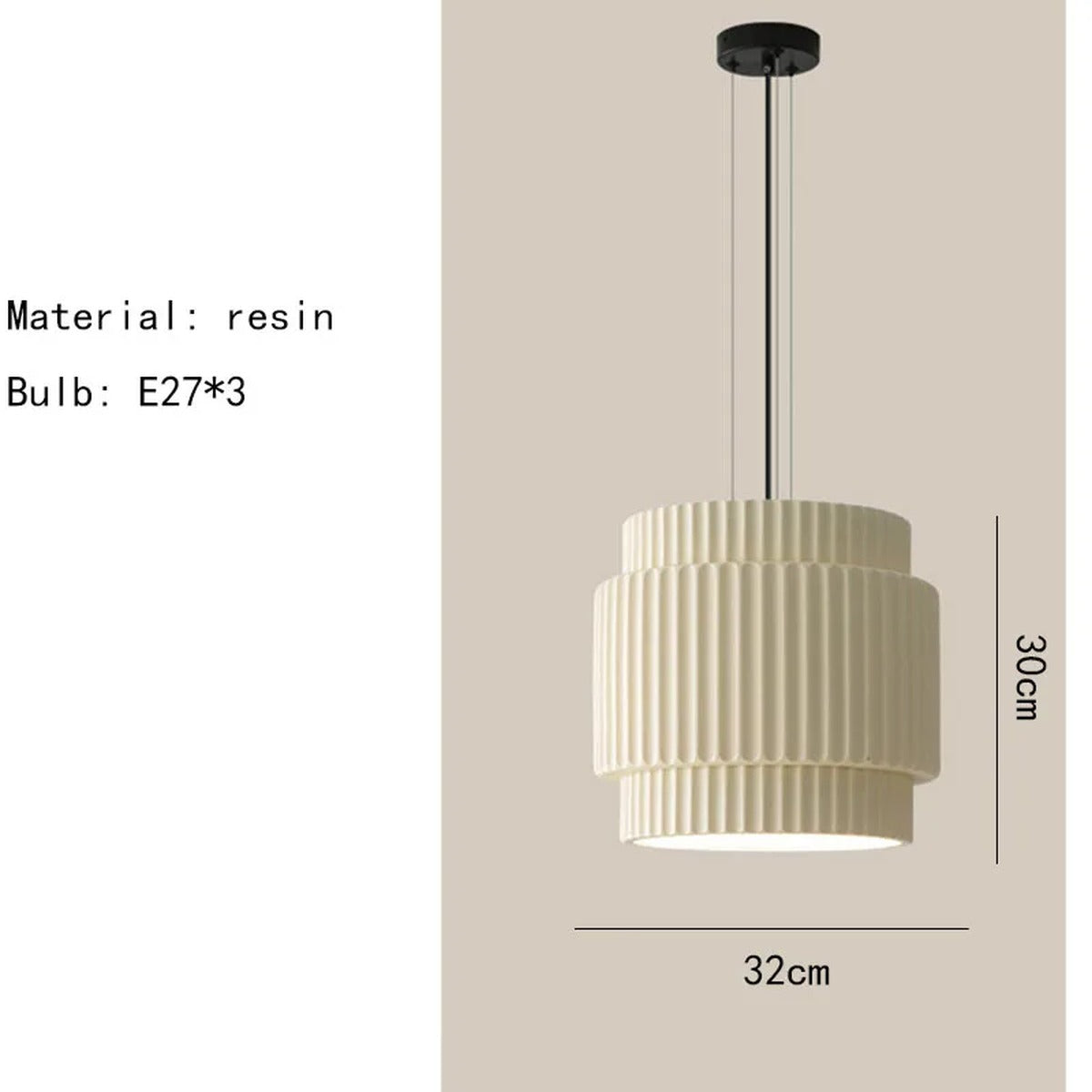 Tiered Ribbed Drum Pendant Light – Zenithral – Product Detail 15