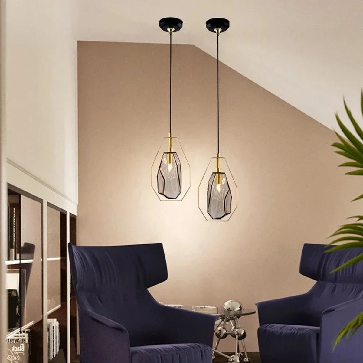 Brass Octagonal Frame Faceted Glass Pendant Light – Glacen – Product Detail 5