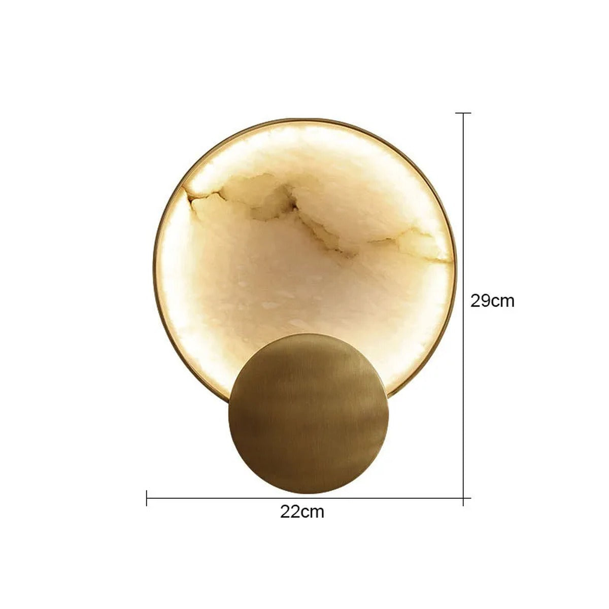 Alabaster Disc & Brass Circle Wall Sconce & Pendant – Tarleon – Wall Sconce Dimensions