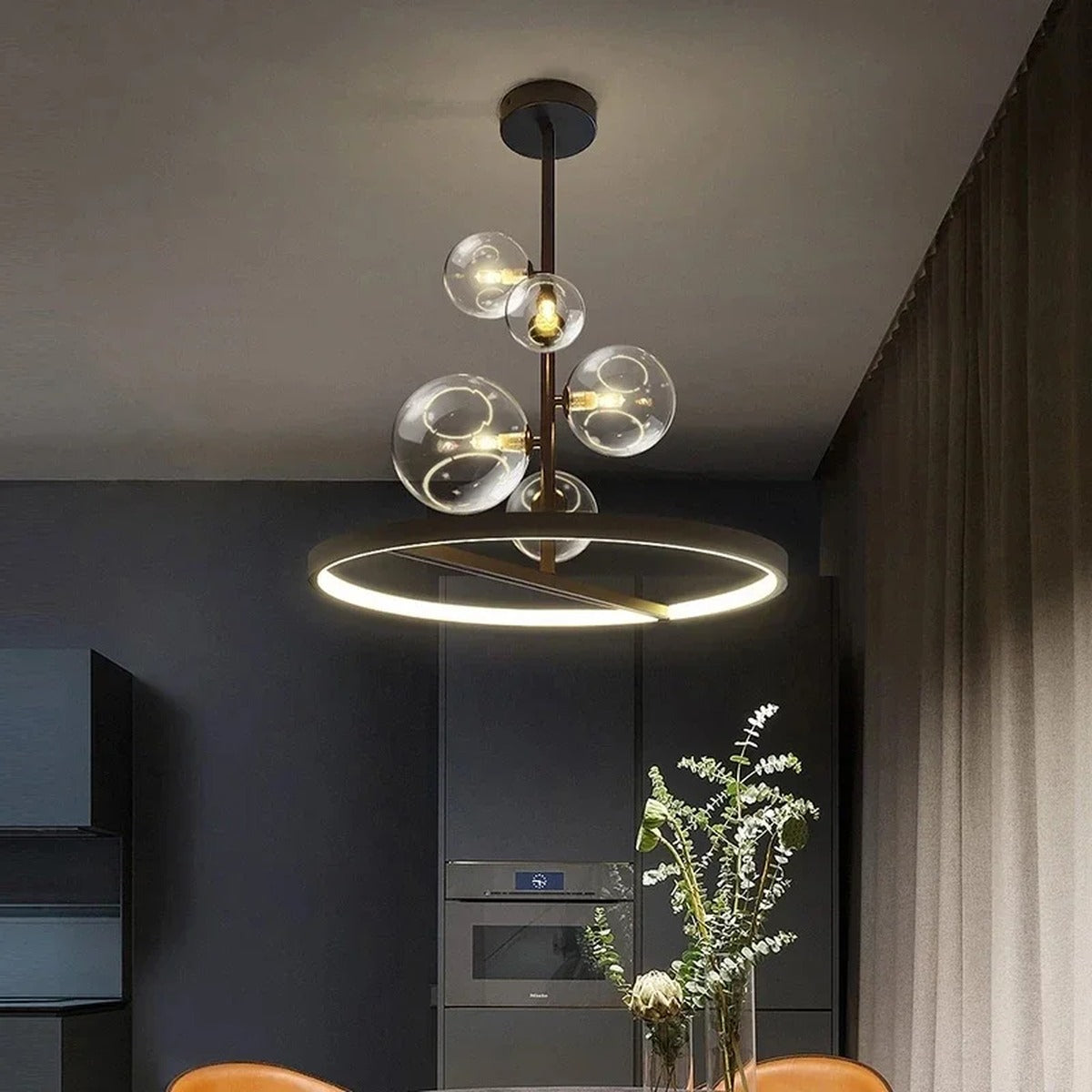 Halo Ring & Glass Globe Cluster Chandelier – Convex – Hero Shot