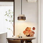 Travertine Drum Pendant Bar Light – Kevorn – Single Pendant, Dining Nook