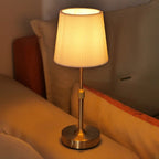 Cordless Bedside Table Lamp – Luxandor – Pleated Shade, Gold – Hero Shot