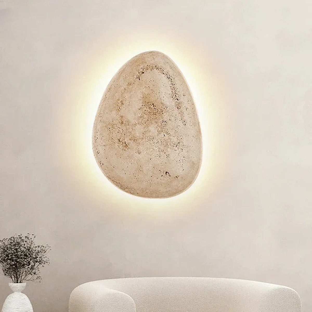 Stone-form backlit wall sconce – Maelix