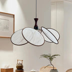 Woven Linen Petal Disc Pendant Light – Florenth – Lifestyle View 2