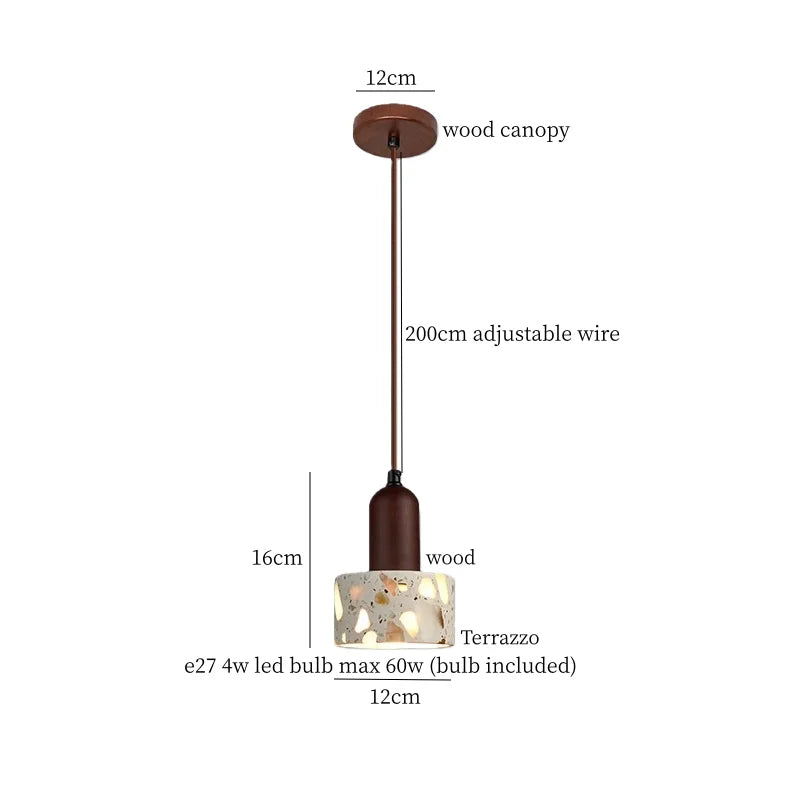 Wabi-Sabi Terrazzo Pendant Light Forvalia – White Terrazzo, dimensions