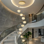 Spiral Crystal Cascade Staircase Chandelier Xelvara – Lifestyle in Stairwell