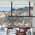 Leather-Strap Linear Pendant Light Veloux - Lifestyle over reading desk
