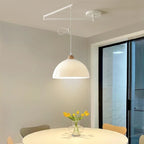 Swing-Arm Pendant Light – Galrex – Style B shade in white, lifestyle view