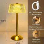 Diamond-Faceted Crystal Cordless Table Lamp – Gevorn – Lifestyle View 4