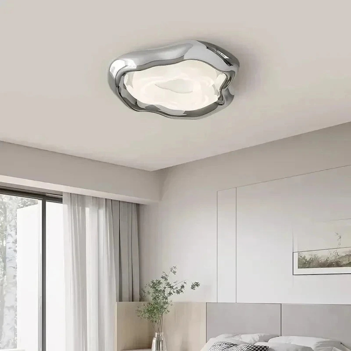 Organic Molten Form Flush Ceiling Light – Celarix – Lifestyle View 2