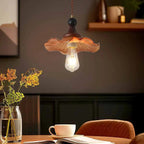 Ruffled Amber Glass Flower Pendant Light – Xelri – Lifestyle View 4