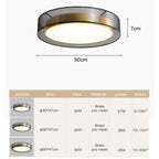 Meridex Round Brass Ring Flush Mount Ceiling Light — dimensions detail, 50cm