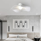 Sculptural Pleated Fabric Pendant – Dominaire – Lifestyle - Semi-Flush Bedroom