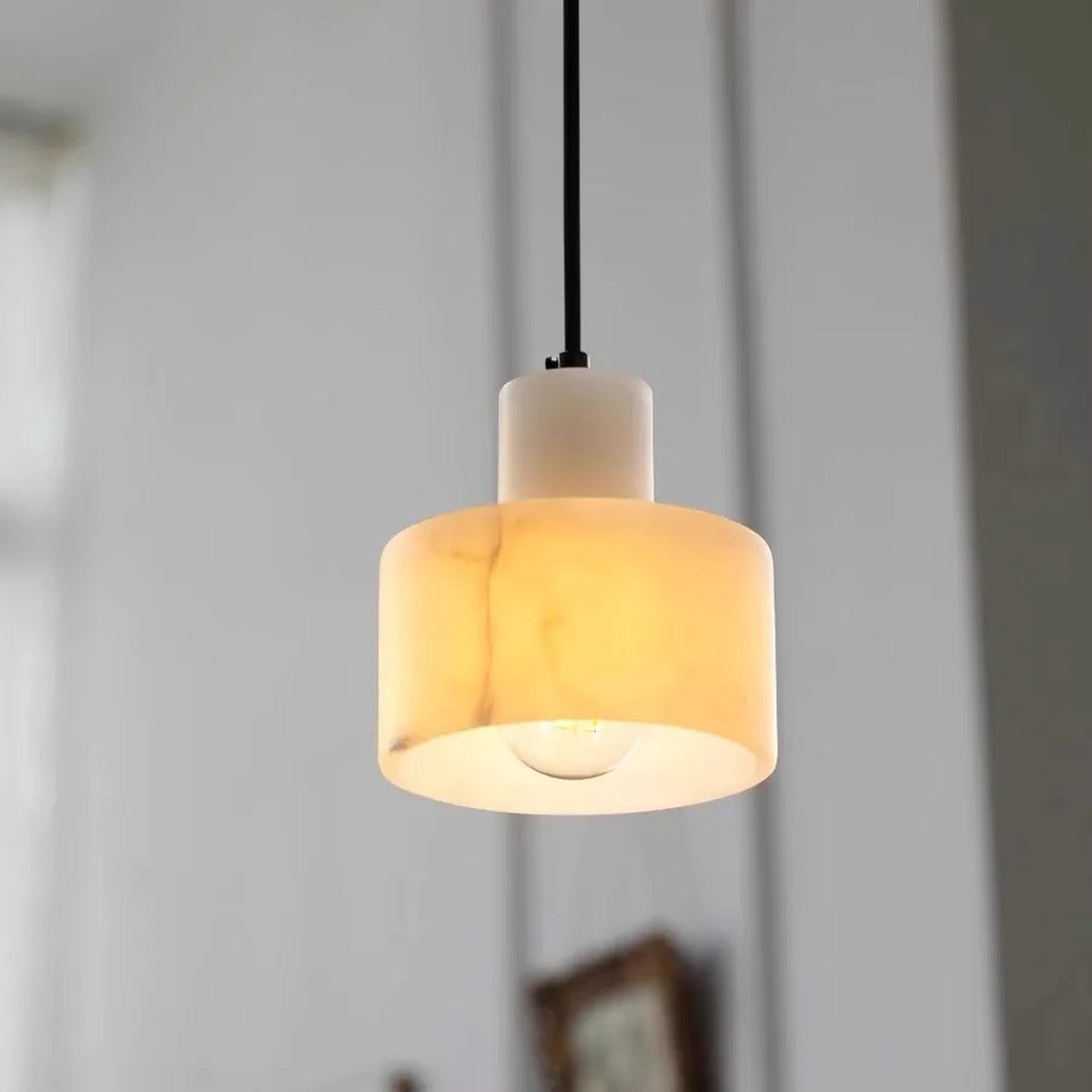 Alabaster Cylinder Pendant Light – Eolithis – Hero Shot