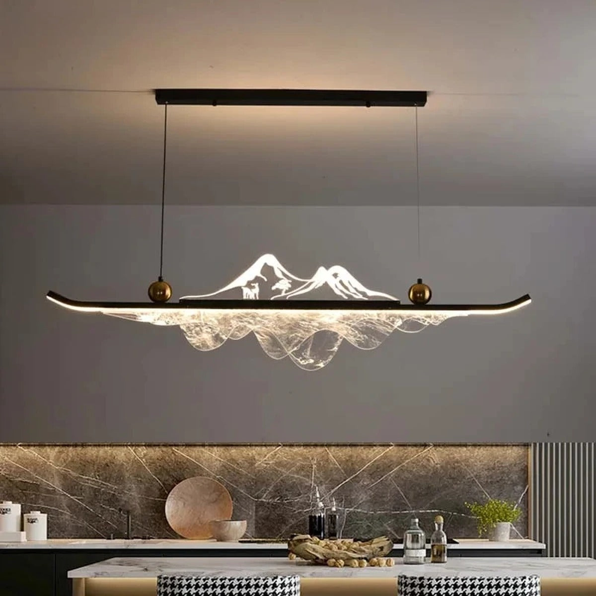 Mountain Landscape LED Linear Pendant – Ievorn – Hero Shot