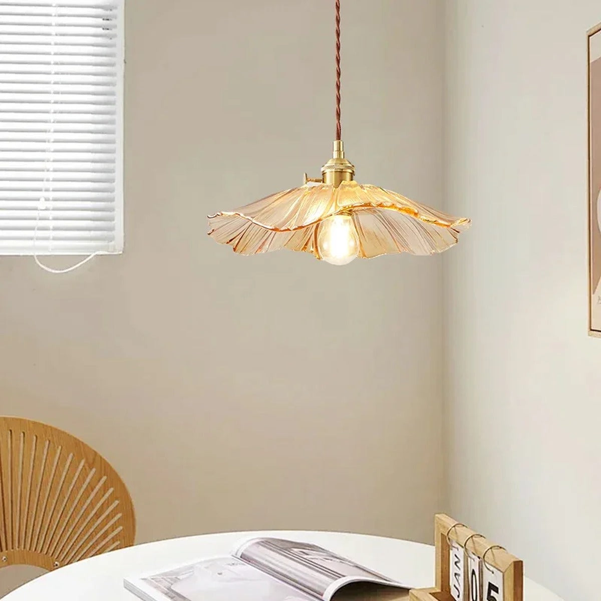 Scalloped Glass Flower Pendant Light Florivex – Lifestyle View 3
