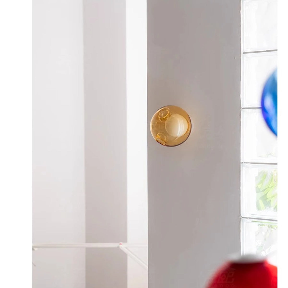 Coloured Glass Globe Wall Sconce – Chrometh – Product Detail 6