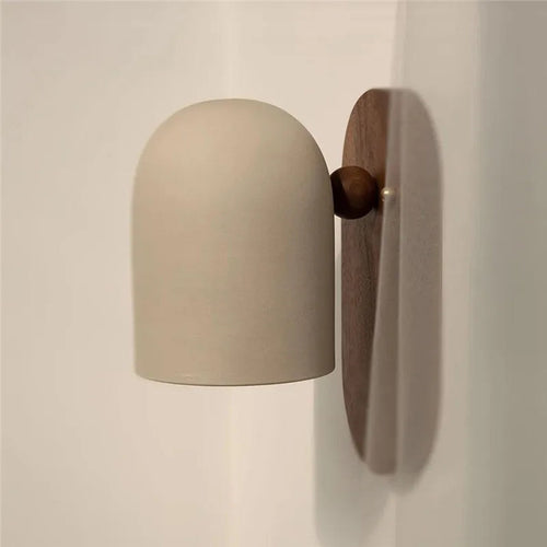 Belroven Wall Sconce, Oval Backplate — Ivory Dome, Walnut & Brass, Lifestyle View