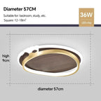 Wood Disc LED Halo Flush Ceiling Light – Fevoria – Gold Finish Ø57cm Dimensions