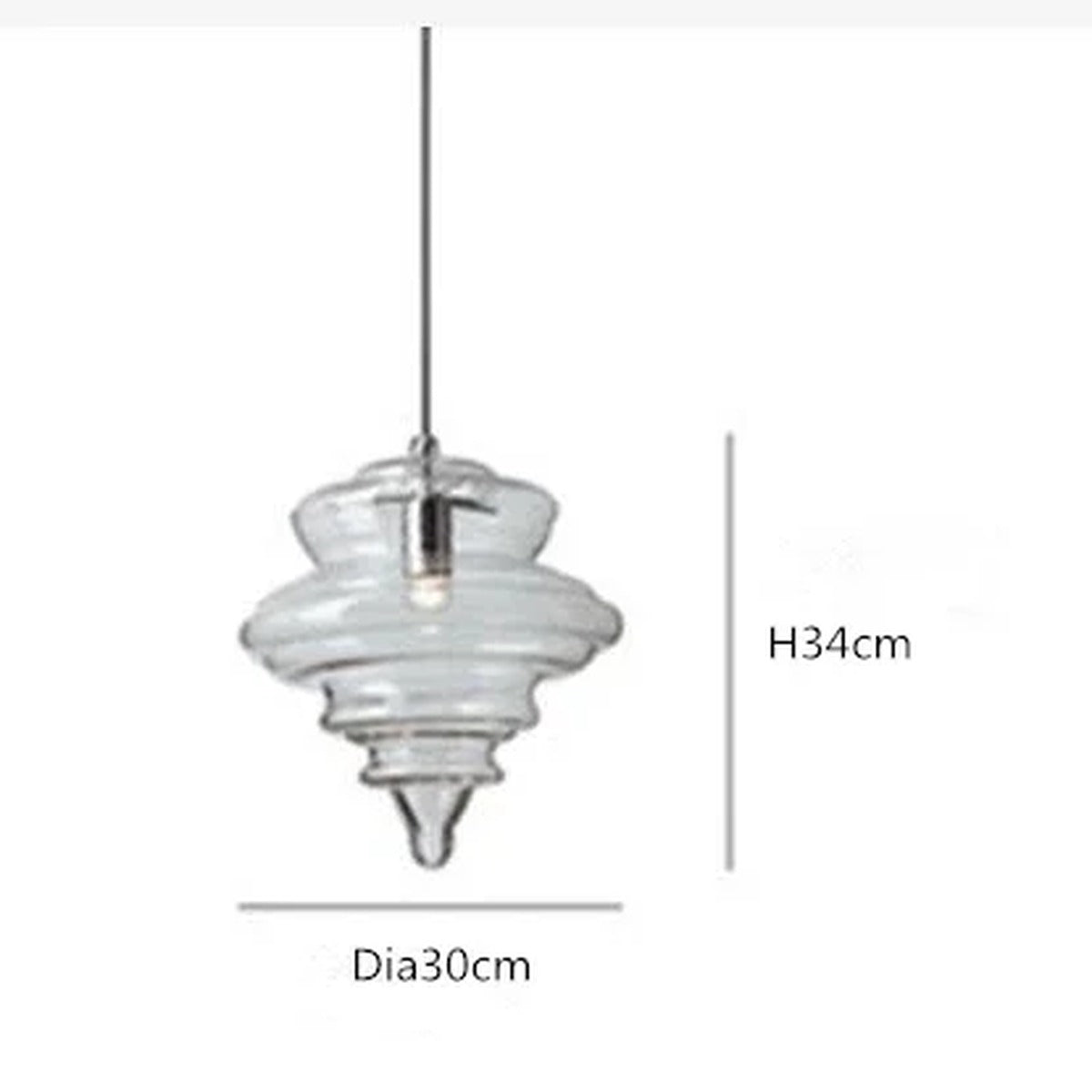Hand-Blown Ribbed Glass Pendant Light - Valvix - Tall Spire Dimensions