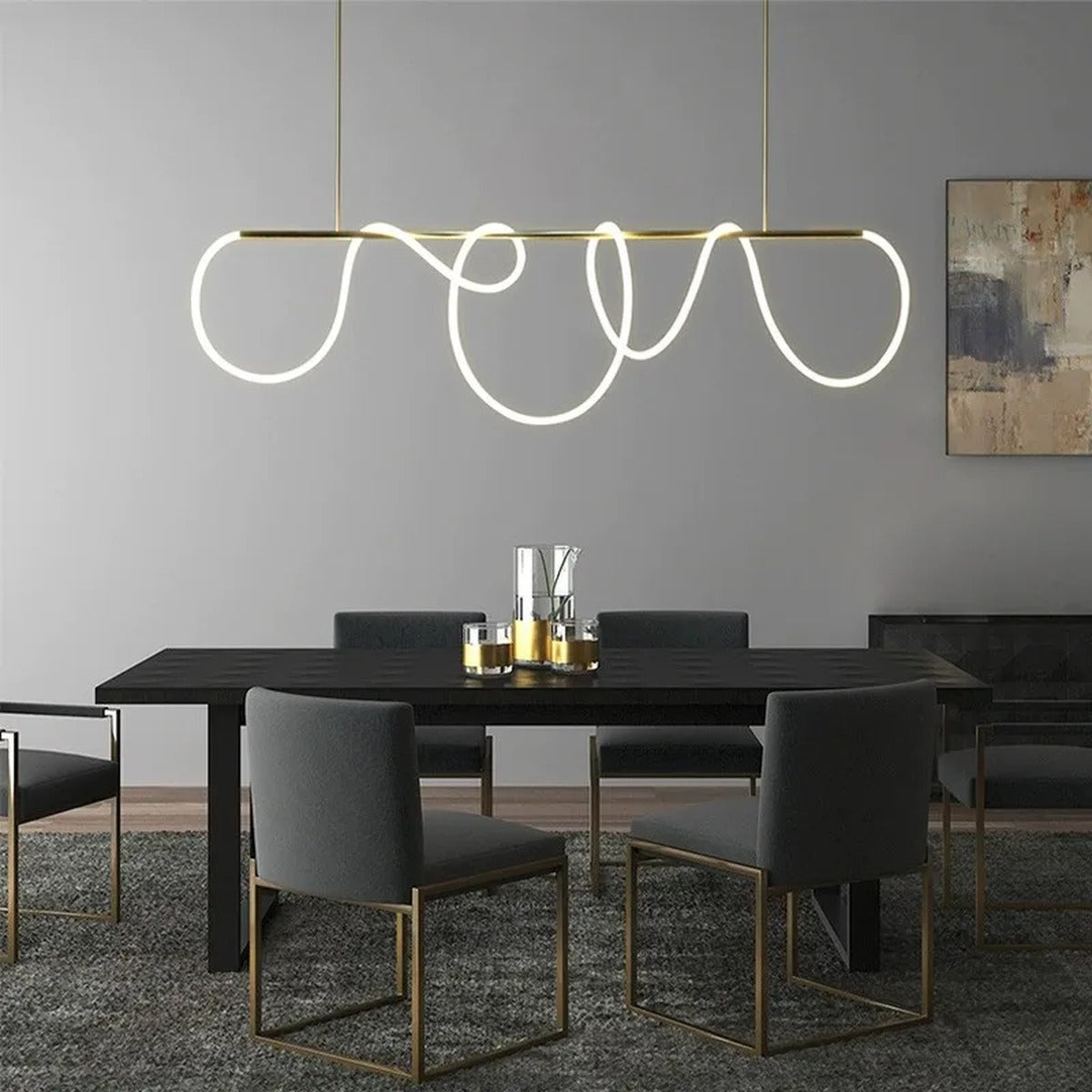 Ribbon Curl LED Ring Chandelier – Yelrix – Lifestyle View 4