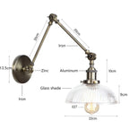Ribbed Glass Swing-Arm Wall Sconce Velindros – Dimensions Diagram