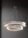 Calesto geometric ring chandelier – two-ring grid diffuser detail
