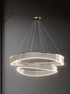 Calesto geometric ring chandelier – two-ring grid diffuser detail