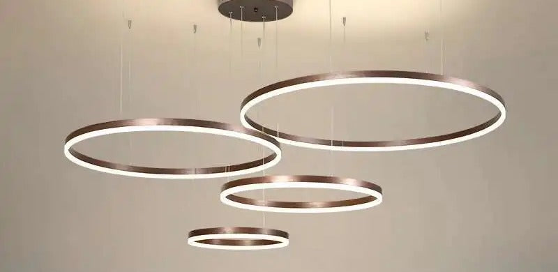 Contemporary Aluminium Ring Pendant Light Canorus – Coffee Finish, 4-Ring Detail