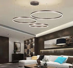 Contemporary Aluminium Ring Pendant Light Canorus – Coffee Finish, 3-Ring Lifestyle