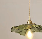 Hand-Blown Floral Glass Pendant Light Caprix – Green, Ribbed Glass Detail