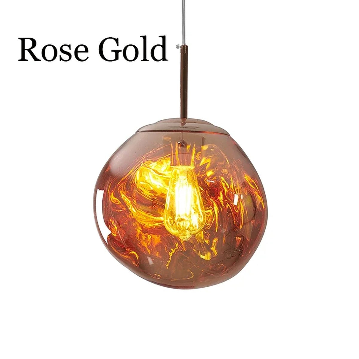 Organic Molten-Form Mirror Pendant Light – Sarvix – Rose Gold Finish