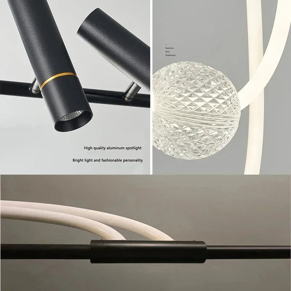 Sculptural LED Rope & Spotlight Linear Chandelier – Relionix – Product Detail 5