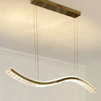Serpentine Crystal Linear Chandelier Oevanthos — Gold finish, warm white