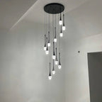 Crystal Raindrop Spiral Chandelier – Lumenvault – Staircase Installation, Gold Finish