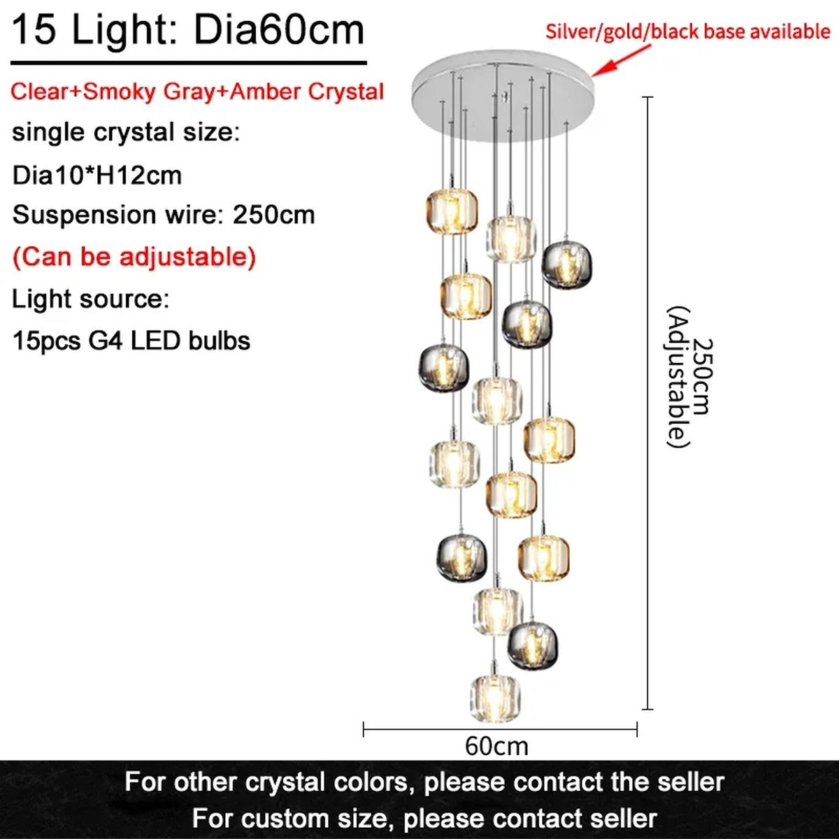 Crystalline Cascade Pendant Light Harvix – Product Detail 11
