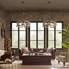 Carved Wood Geometric Ring Chandelier – Luxaren – Lifestyle View 2