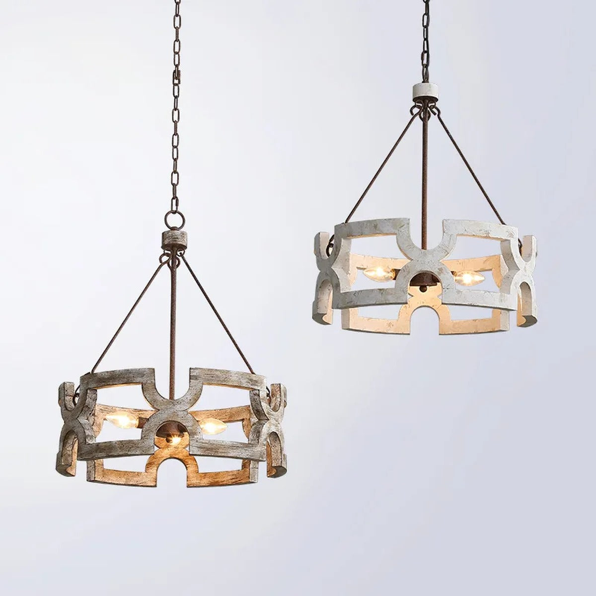 Carved Wood Geometric Ring Chandelier – Luxaren – Product Detail 5