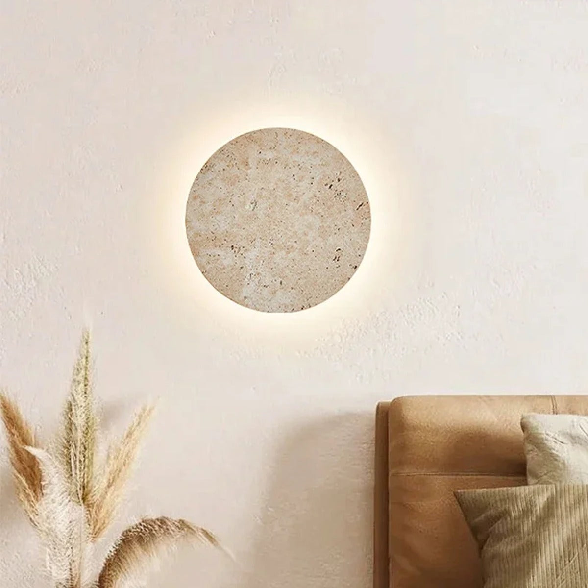 Natural Stone Textured Wall Sconce Welvion – Lifestyle View 3