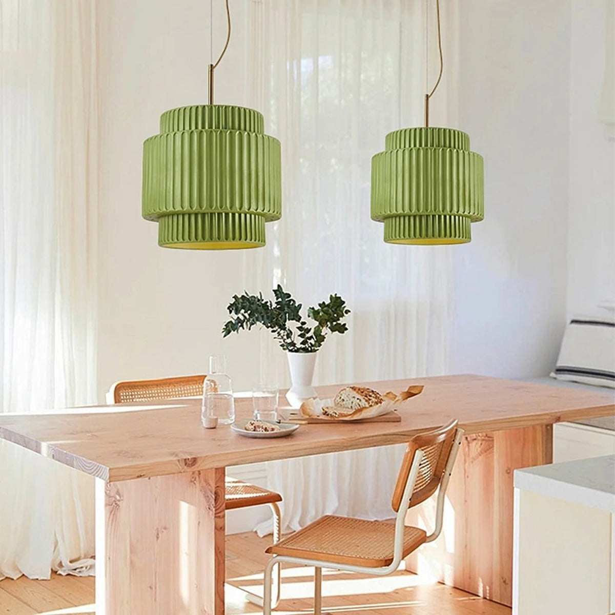 Tiered Ribbed Drum Pendant Light – Zenithral – Product Detail 5